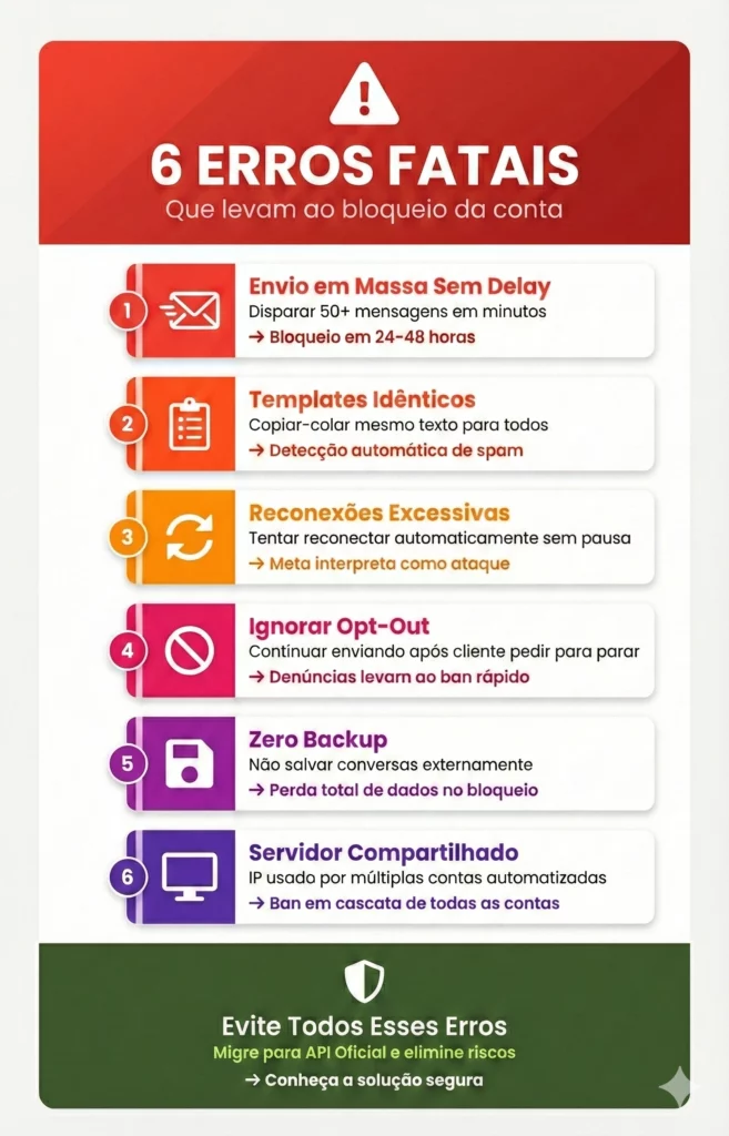 API WhatsApp Não Oficial - 6 erros fatais
