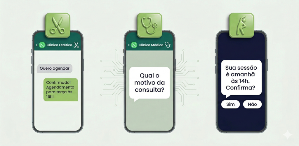 Mensagens de Chatbot para Clínicas de estética, clinica médicas e fisioterapia
